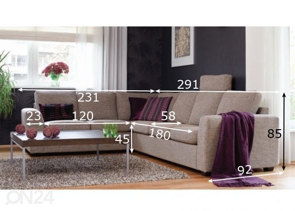 Угловой диван Helene размеры
