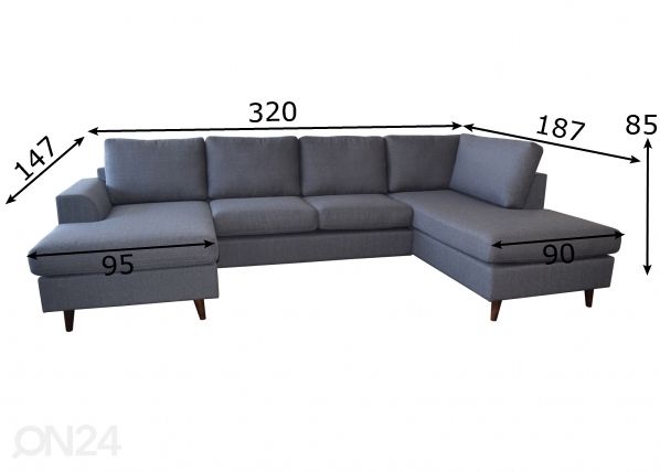 Угловой диван Joy U размеры