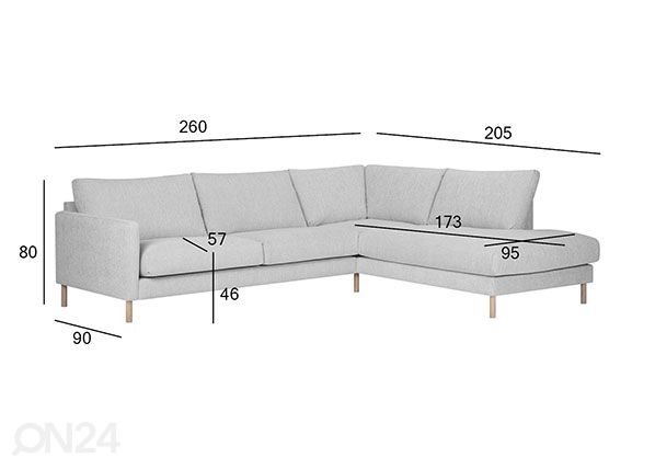 Угловой диван Lisanna, правый угол размеры