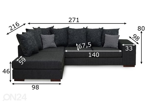 Угловой диван Toronto размеры