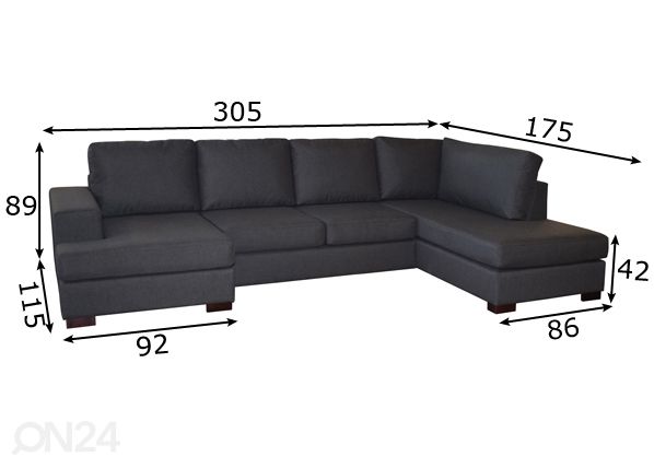 Угловой диван U Joy Min размеры