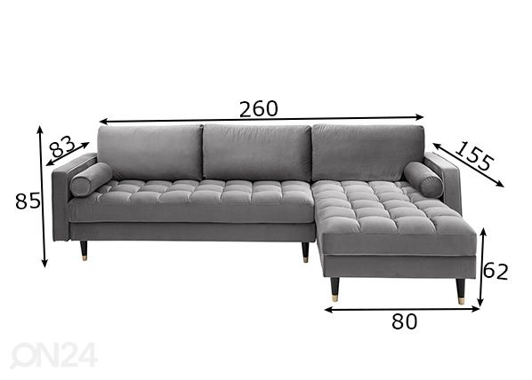 Угловой диван Velvet II размеры