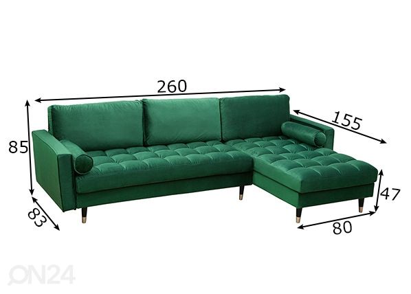 Угловой диван Velvet II размеры