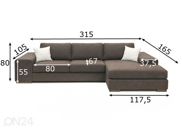 Угловой диван XL размеры