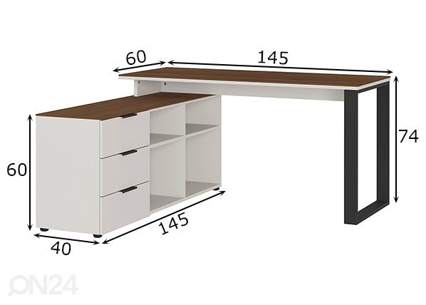 Угловой рабочий стол Ancona 145x145 cm размеры