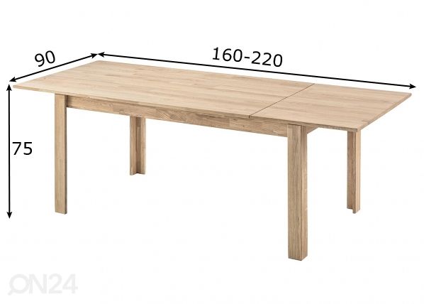 Удлиняющийся обеденный стол из дуба Liina 2 160-220x90 cm размеры