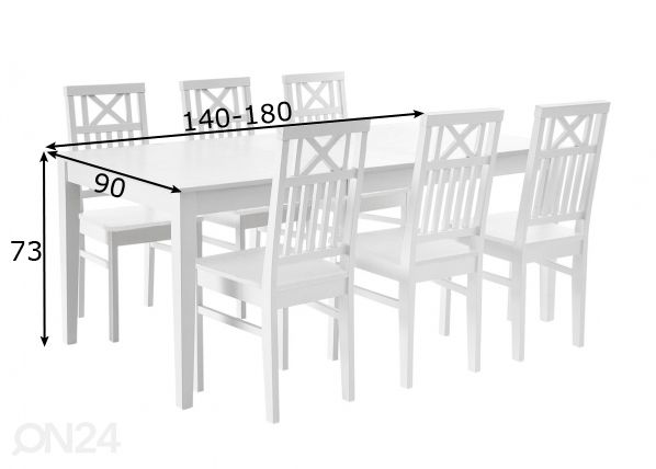 Удлиняющийся обеденный стол из массива берёзы Florence 140/180x90 cm размеры