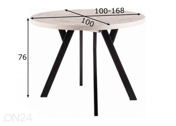 Удлиняющийся обеденный стол 100-168x100 cm размеры
