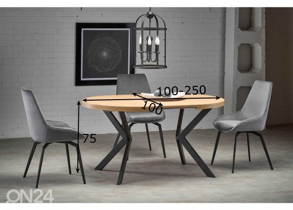 Удлиняющийся обеденный стол 100/250x100 cm размеры