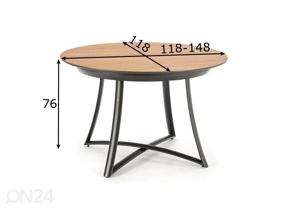 Удлиняющийся обеденный стол 118/148x118 cm размеры