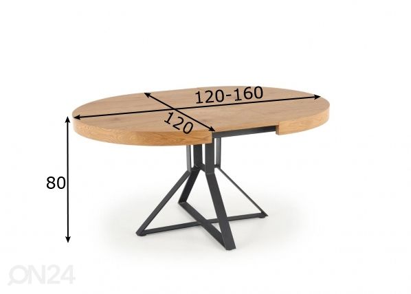 Удлиняющийся обеденный стол 120/160x120 cm размеры