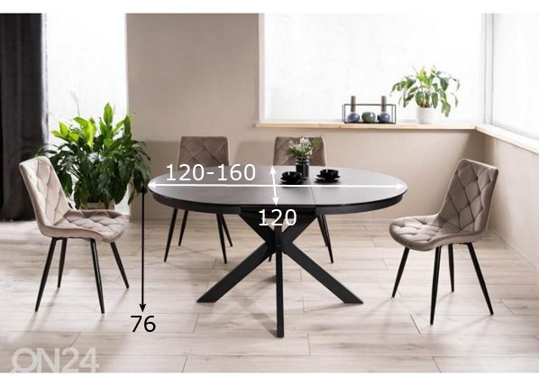 Удлиняющийся обеденный стол 120-160x120 cm размеры