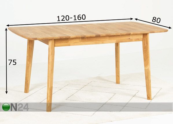 Удлиняющийся обеденный стол 120-160x80 cm размеры
