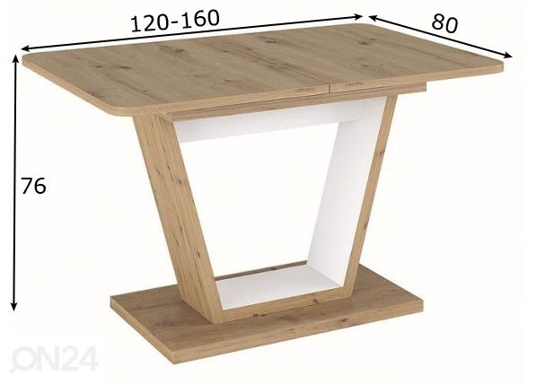 Удлиняющийся обеденный стол 120-160x80 cm размеры