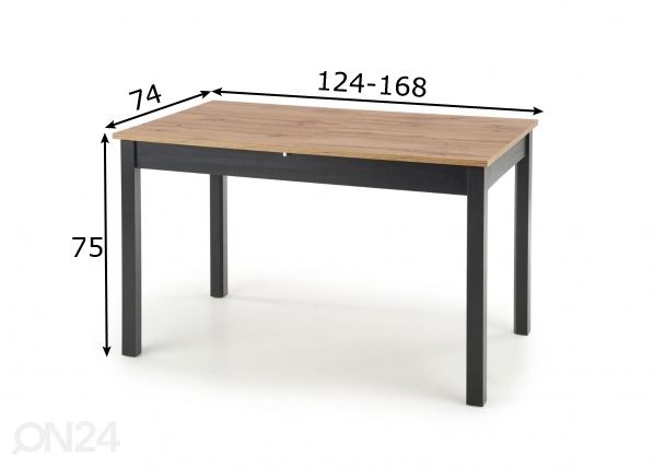 Удлиняющийся обеденный стол 124/168x74 cm размеры