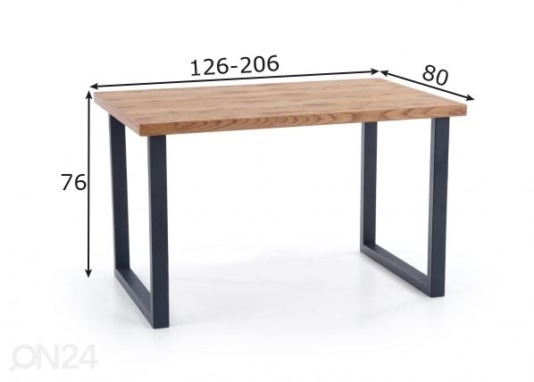 Удлиняющийся обеденный стол 126/206x80 cm размеры