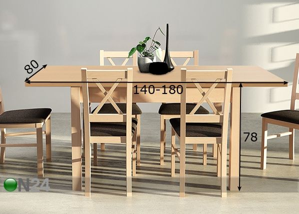 Удлиняющийся обеденный стол 140-180x80 cm размеры