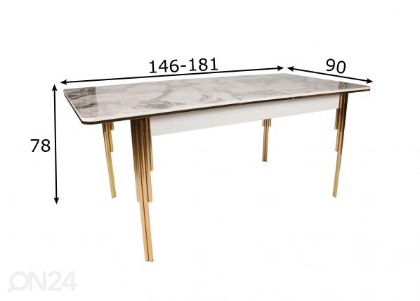 Удлиняющийся обеденный стол 146/181x90 cm размеры