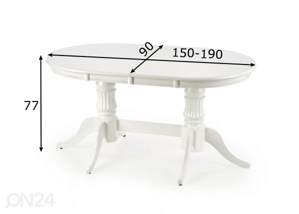 Удлиняющийся обеденный стол 150/190x90 cm размеры