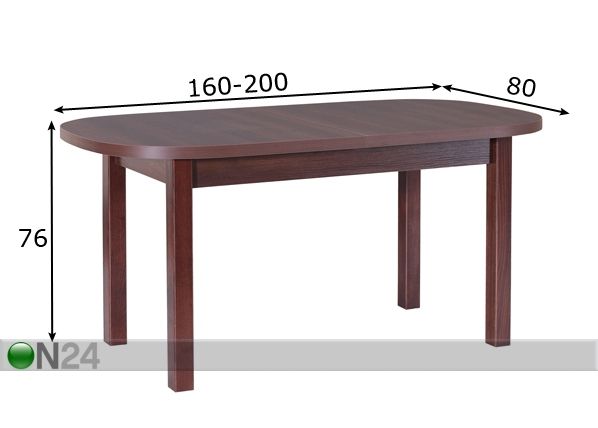 Удлиняющийся обеденный стол 160-200x80 cm размеры