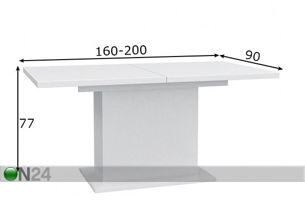 Удлиняющийся обеденный стол 160-200x90 cm размеры