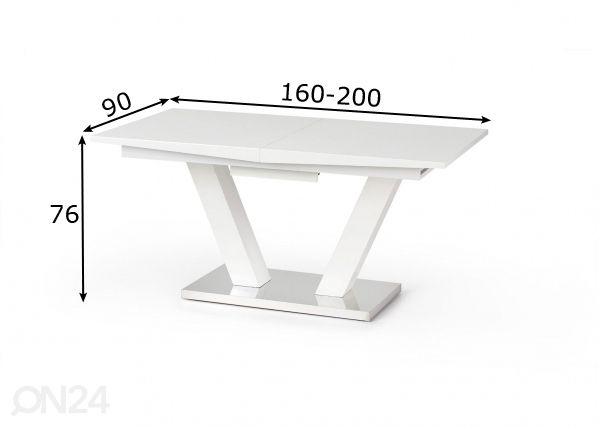 Удлиняющийся обеденный стол 160/200x90 cm размеры
