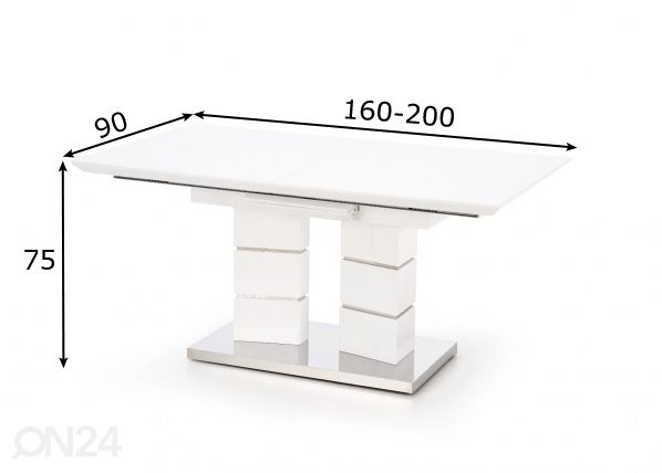 Удлиняющийся обеденный стол 160/200x90 cm размеры