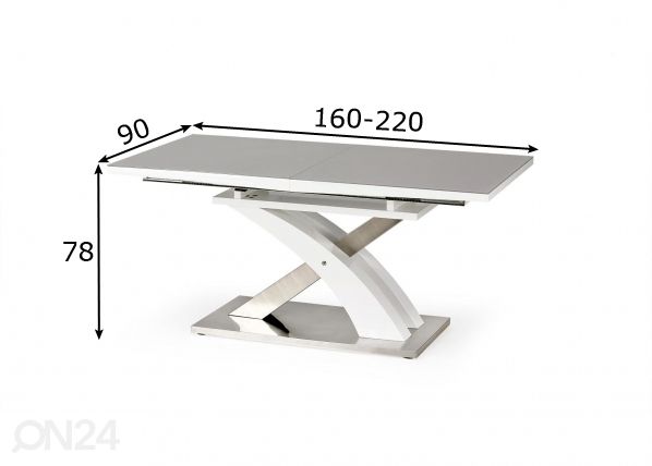 Удлиняющийся обеденный стол 160/220x90 cm размеры