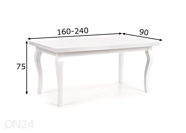 Удлиняющийся обеденный стол 160/240x90 cm размеры