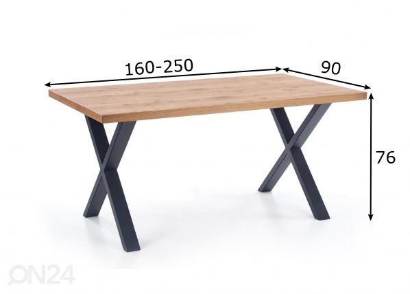 Удлиняющийся обеденный стол 160/250x90 cm размеры