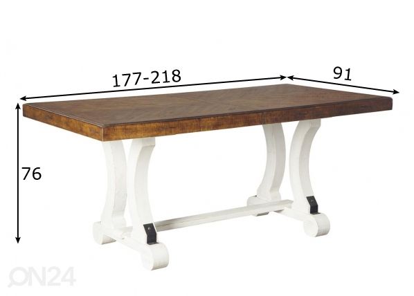 Удлиняющийся обеденный стол 177/218x91 cm размеры