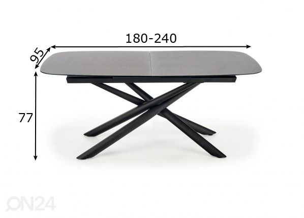 Удлиняющийся обеденный стол 180/240x95 cm размеры
