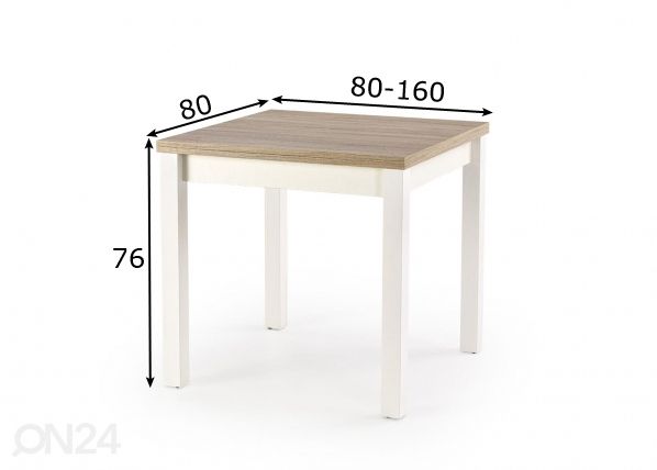 Удлиняющийся обеденный стол 80/160x80 cm размеры