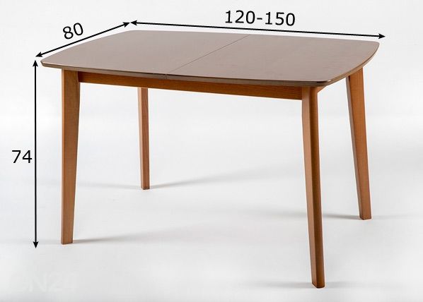 Удлиняющийся обеденный стол 80x120-150 cm, орех размеры