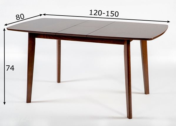 Удлиняющийся обеденный стол 80x120-150 cm, светлый венге размеры