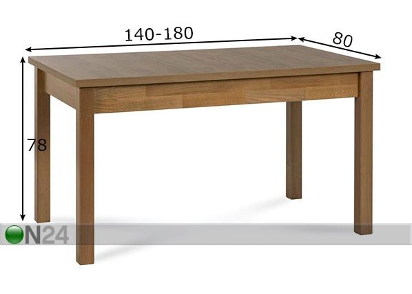 Удлиняющийся обеденный стол 80x140-180 cm размеры