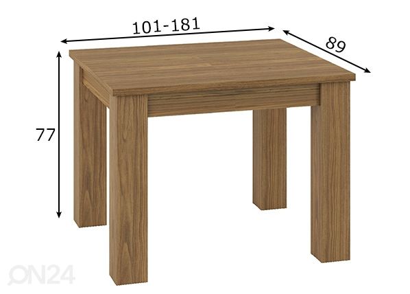 Удлиняющийся обеденный стол 89x101-181 cm размеры