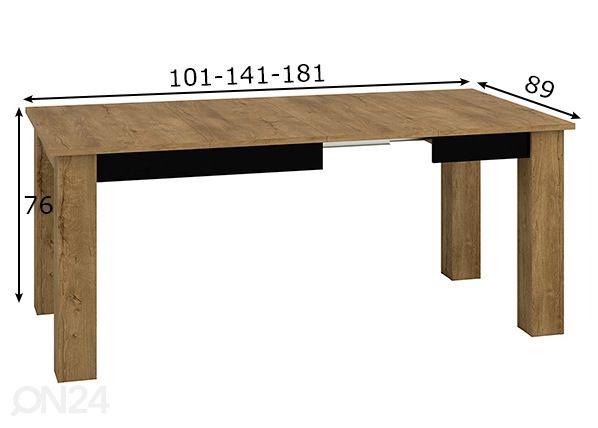 Удлиняющийся обеденный стол 89x101-181 cm размеры