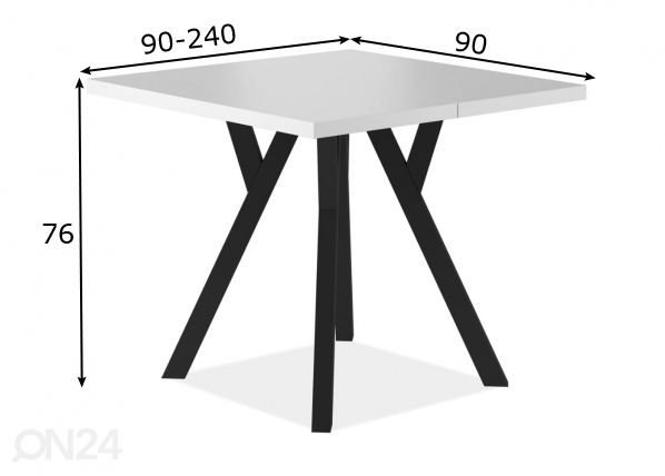 Удлиняющийся обеденный стол 90-240x90 cm размеры