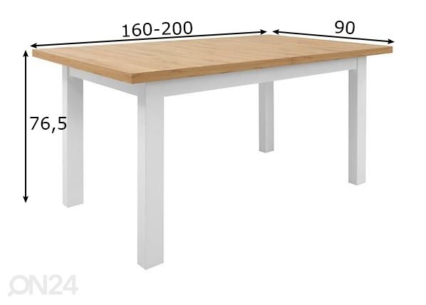 Удлиняющийся обеденный стол 90x160-200 cm размеры