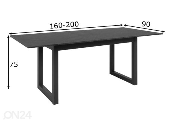 Удлиняющийся обеденный стол Austin 90x160/200 cm размеры