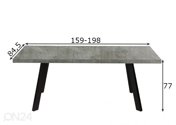 Удлиняющийся обеденный стол Brigit 84,5x159-198 см размеры
