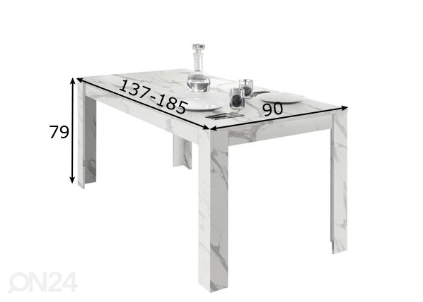 Удлиняющийся обеденный стол Carrara 137-185x90 cm размеры