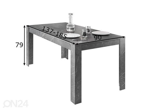 Удлиняющийся обеденный стол Carrara 137-185x90 cm размеры