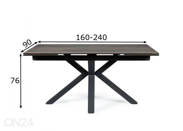 Удлиняющийся обеденный стол Christopher 160-240x90 cm размеры