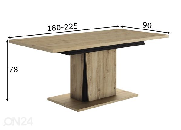Удлиняющийся обеденный стол Crack 180-225x90 cm размеры