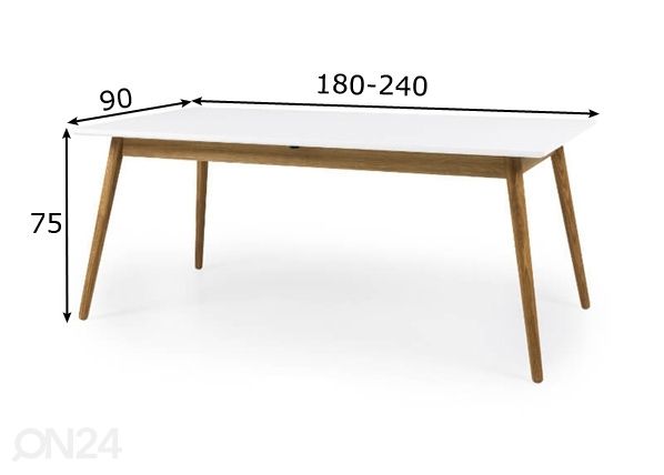 Удлиняющийся обеденный стол Dot 180-240x90 cm размеры