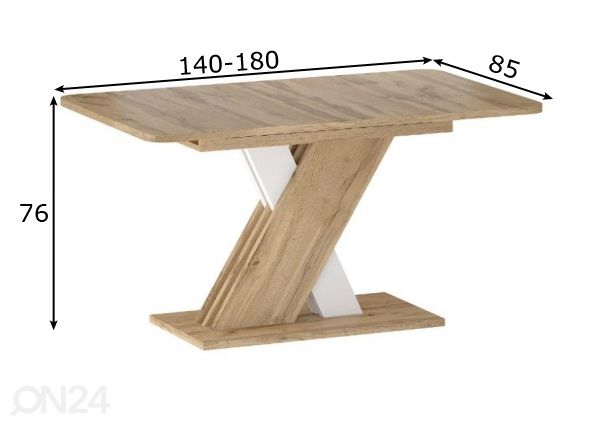 Удлиняющийся обеденный стол Excellent 140-180x85 cm размеры