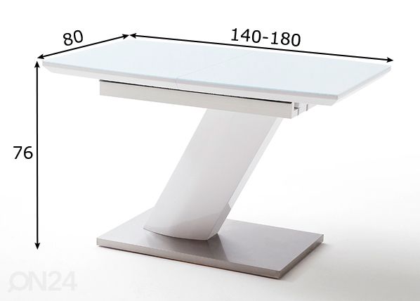 Удлиняющийся обеденный стол Galina 140-180x80 cm размеры