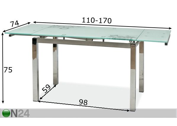 Удлиняющийся обеденный стол Gdansk 74x110-170 cm размеры